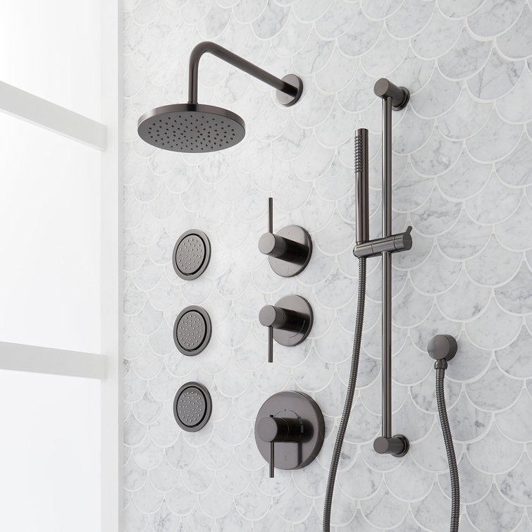 Lexia Thermostatic Shower System with 3 Body Sprays, Slide Bar and Hand Shower