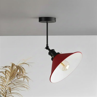 Plafonnier réglable semi-encastré à 180 °, base E26 moderne en métal avec abat-jour conique pour la chambre à coucher, la cuisine, le salon et le couloir