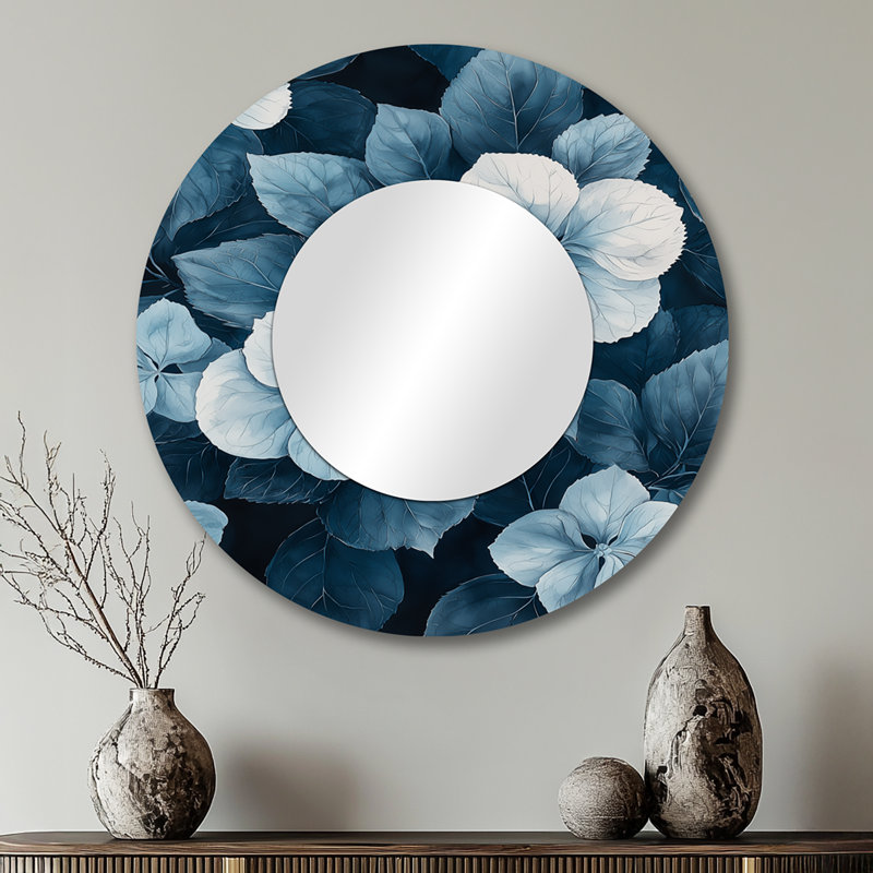 Monogramme d'hydrangées monochromes - motif d'art mural traditionnel - imprimé sur métal, 29 po x 29 po