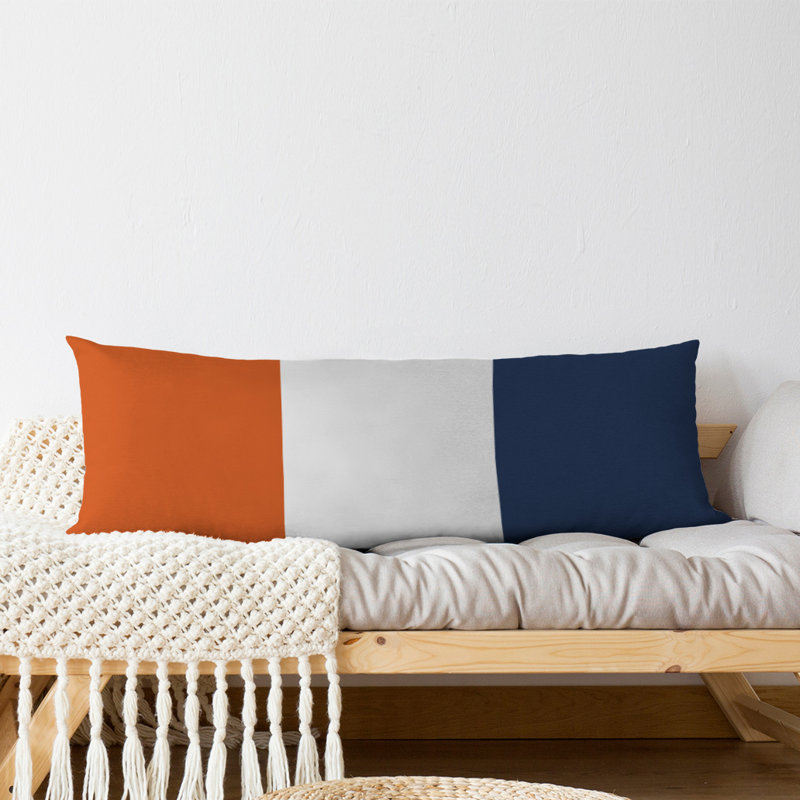 Oreiller de corps en polyester / polyester Arizona Football Stripes, Orange et bleu marine, Adairsville