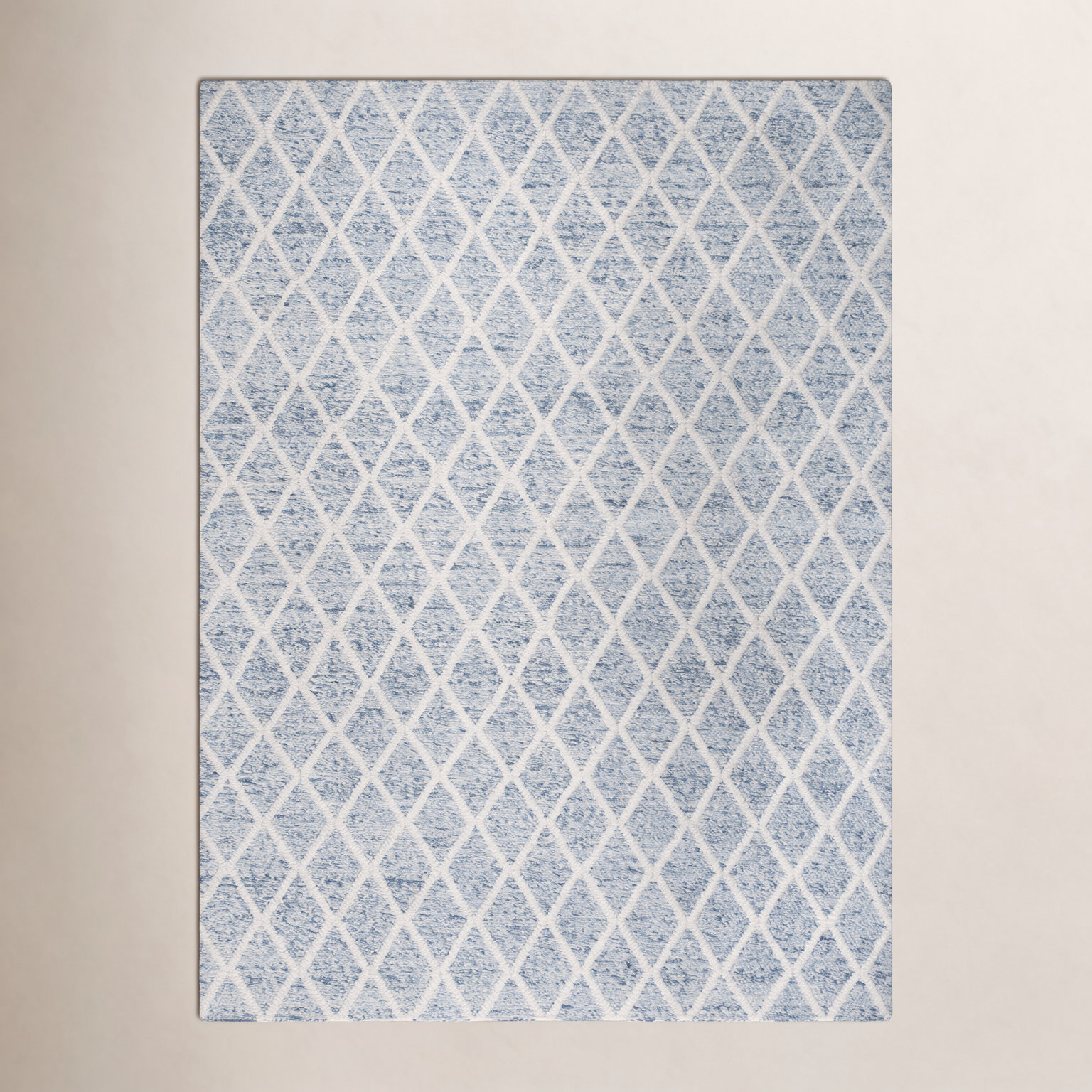 Russo Ivory Blue Hand-Woven Flatweave Rug, Rectangle 8' x 10'
