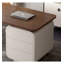 Bureau moderne en bois massif minimaliste avec base en acier inoxydable-489800768