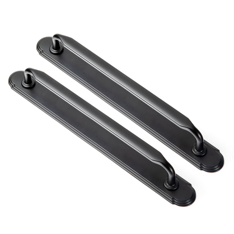 Classic Backplate（Style-G014) Bar Cabinet Pull Multipack, Black, 7 9/16"