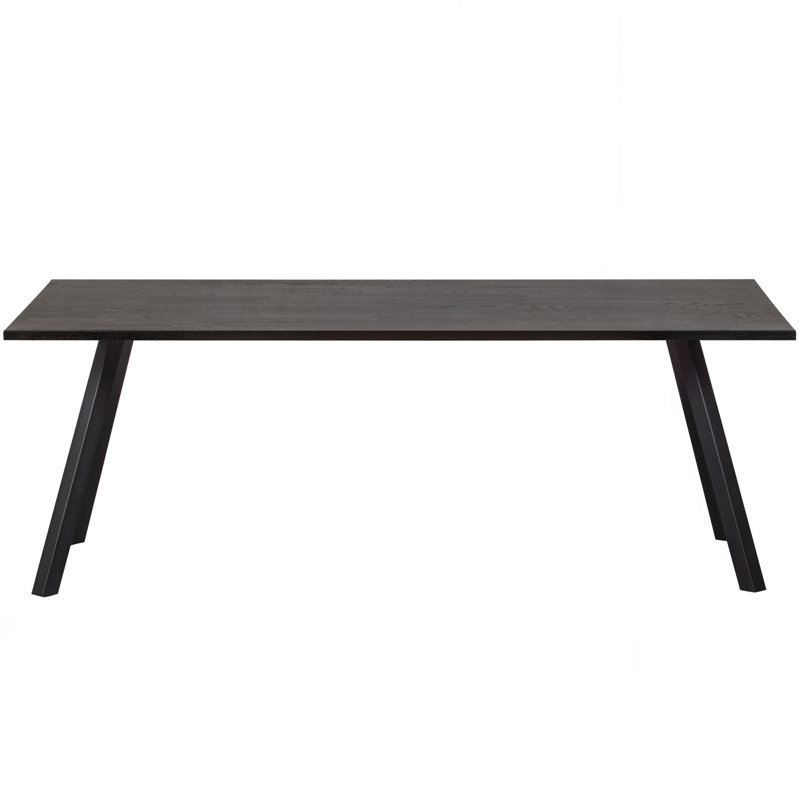 Tablo Oak Solid Wood Top Metal Base Dining Table, 75cm H x 90cm L x 200cm W