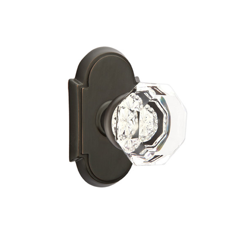 Privacy Old Town Clear Knob with # 8 Rose, Oil Rubbed Bronze