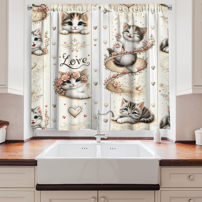 Floral Kitchen Curtain, 55" W x 45" L