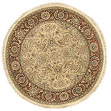 High-Quality Hand-Knotted Beige And Wine Area Rug