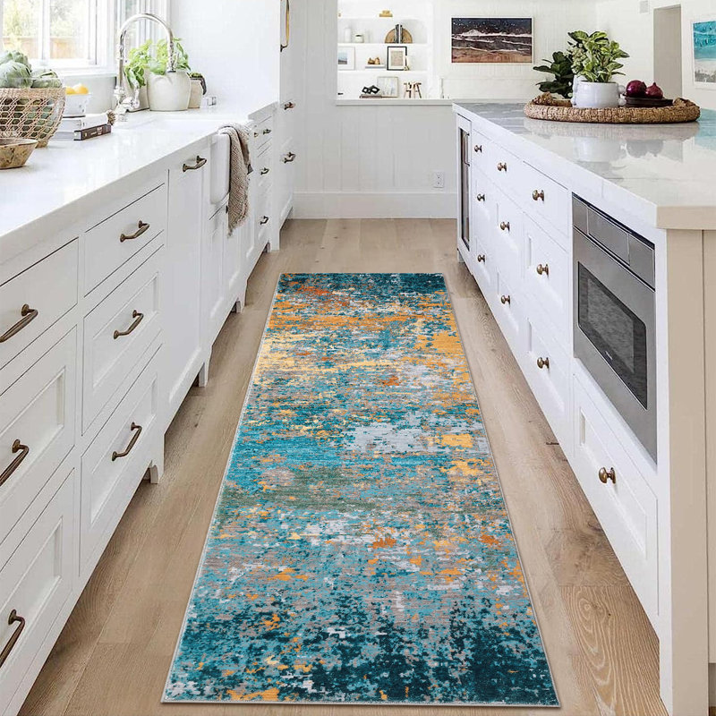 Abstract Style Area Rugs for Living Room Foldable Soft Distressed Rug Washable Rugs for Living Room Bedrooms Playroom Office Kitchen Mordern Non-Slip Rug