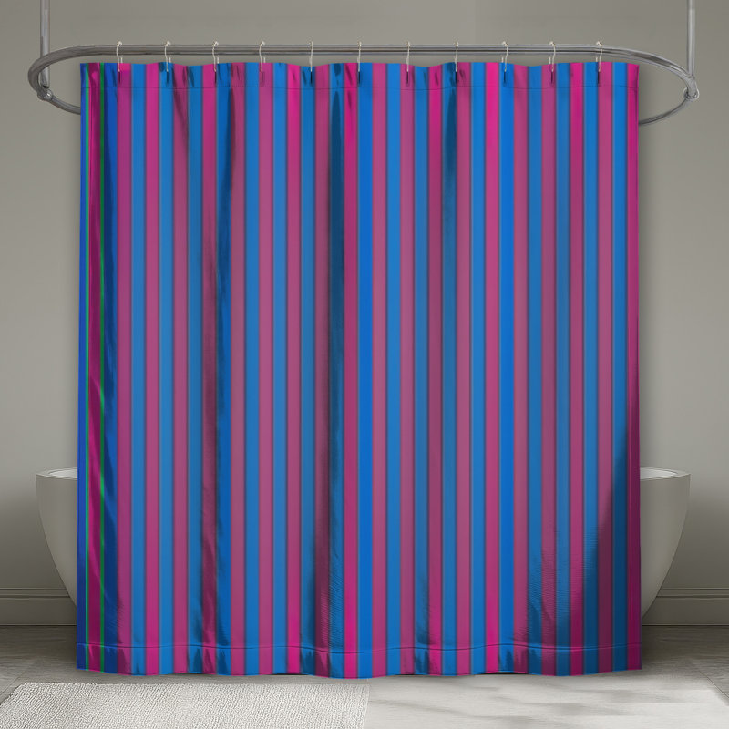 Rideaux de douche à rayures verticales rose et bleu très long, L 70 po x H 93 po