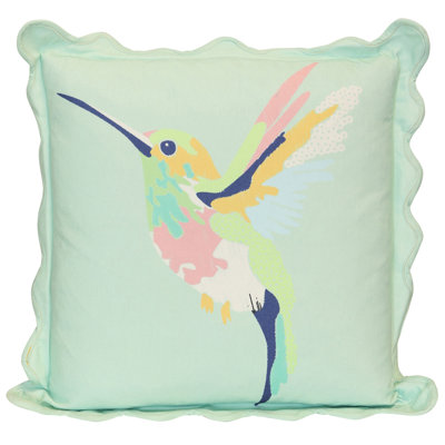 Tamara Day for StyleCraft Hummingbird Pillow - Left Facing - Mint - 22" x 22"
