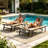 WATERLOO CHAISE LOUNGE WITH ATTACHED WOOD SIDE TABLE, SET OF 2