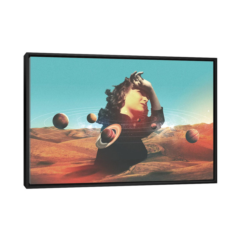" Orbits II " by Fran Rodriguez, 18" H x 26" W x 1.5" D, Black Framed Canvas, No Mat