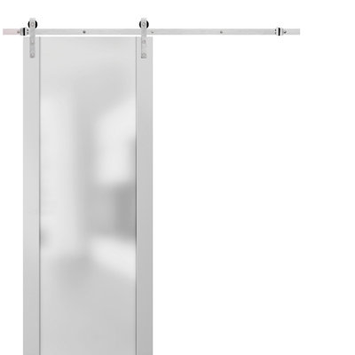 Planum Frosted Glass Wood Barn Door