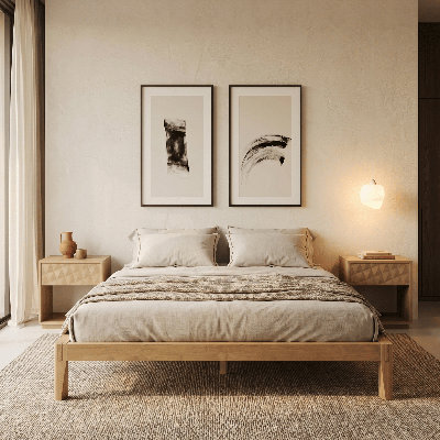  Sapa Solid Wood Platform Bed Frame – Minimalist, Japanese Joinery, No Box Spring Needed, Silent Slats, Easy Assembly