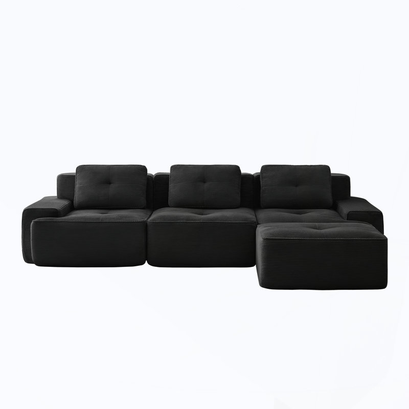Canapé modulaire en L pour salon, Noir