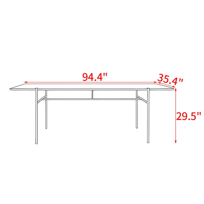 Table de salle à manger American, H 29,5 po x L 94,4 po x l 35,4 po