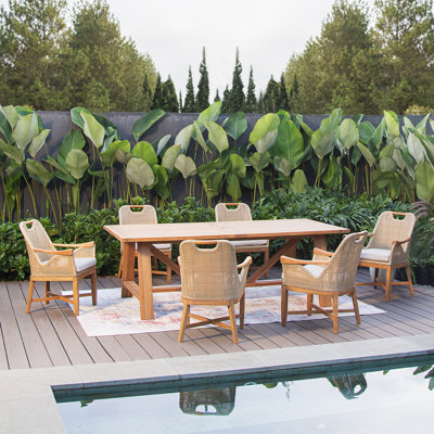 Sydney Teak Wood 6-Person Outdoor Dining Set with Cushions