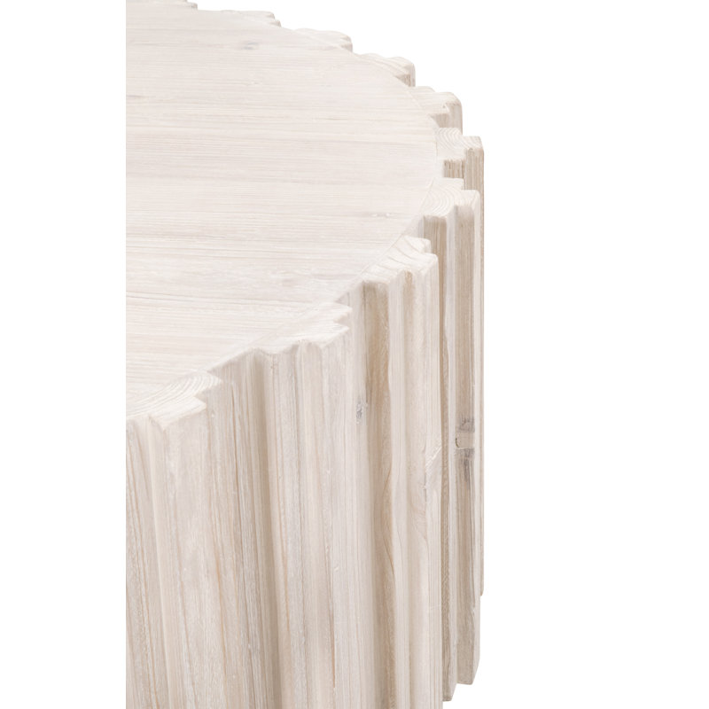 Elegance Reclaimed Pine Round Coffee Table in White Wash