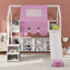 Structure de lit simple en forme de mezzanine en bois avec tente et base de lit en bois-26993287