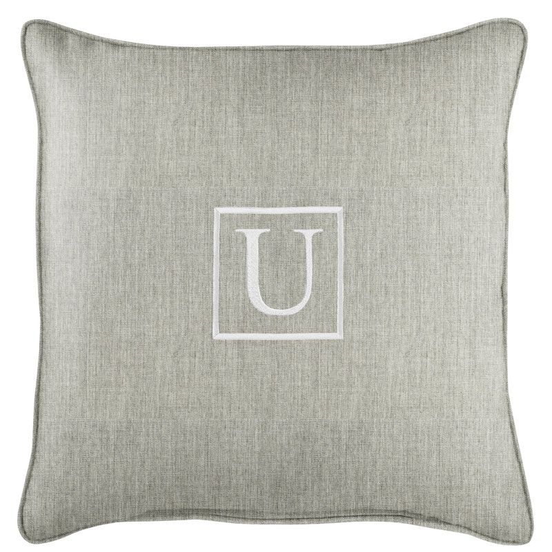 Kettil Embroidered Sunbrella® Outdoor Throw Pillow, Granite Gray, U