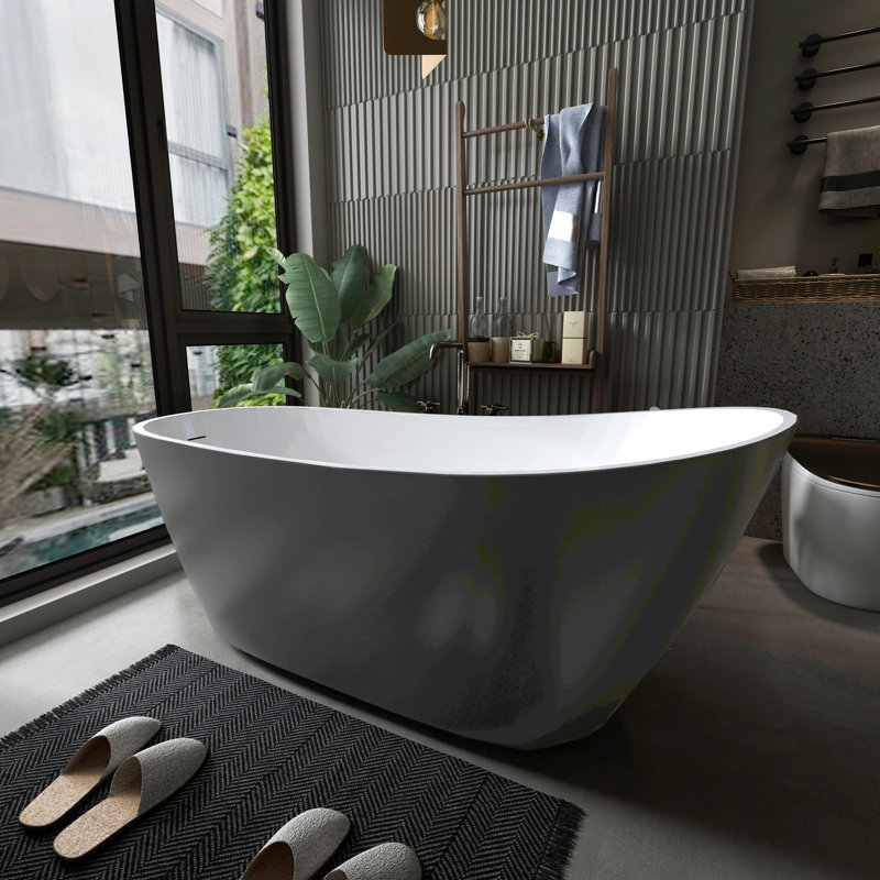Baignoire de trempage autoportante en acrylique gris mat 67 po x 30 po A29