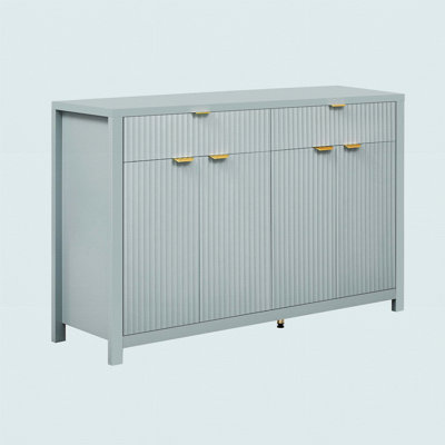 Buffet moderne à motif de vagues avec 2 tiroirs et 4 portes, 3 tablettes réglables
