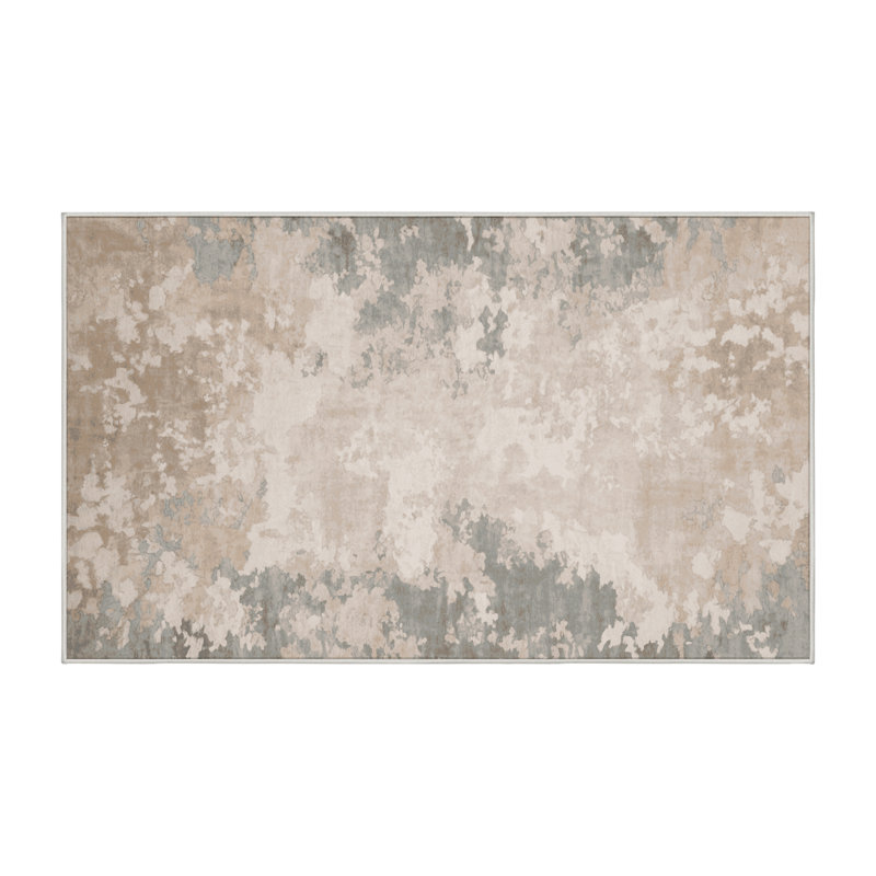 Tapis beige lavable à la machine, Rectangle 4 pi x 6 pi