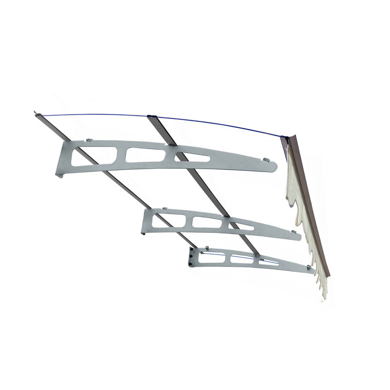 Window Awnings Door Entrance Canopy, Aluminum Alloy Bracket, 0.137 Inch Thick Crystal Solid Polycarbonate Sheet with Valance for Masonry Concrete House