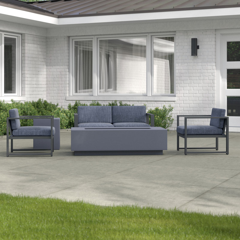 Alexios 4 - Person Patio Conversation Set with Cushions, Dark Gray