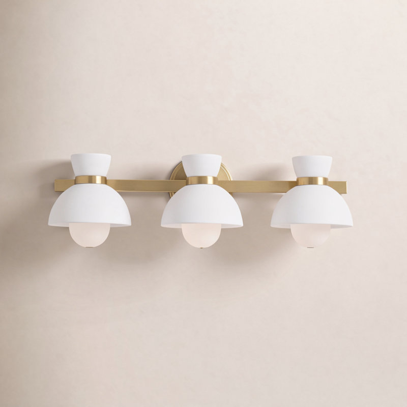 Luminaire de meuble-lavabo 3 lumières Zurie en laiton naturel, Laiton naturel