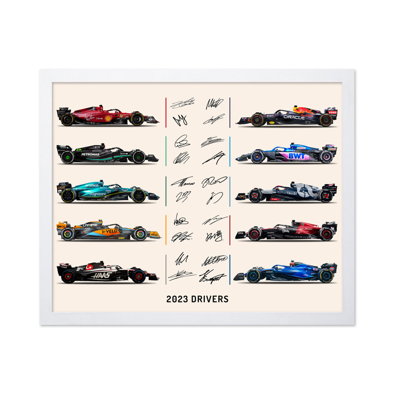 Pilotes de course n ° 2, Poster, 24"H x 32"W, White Framed