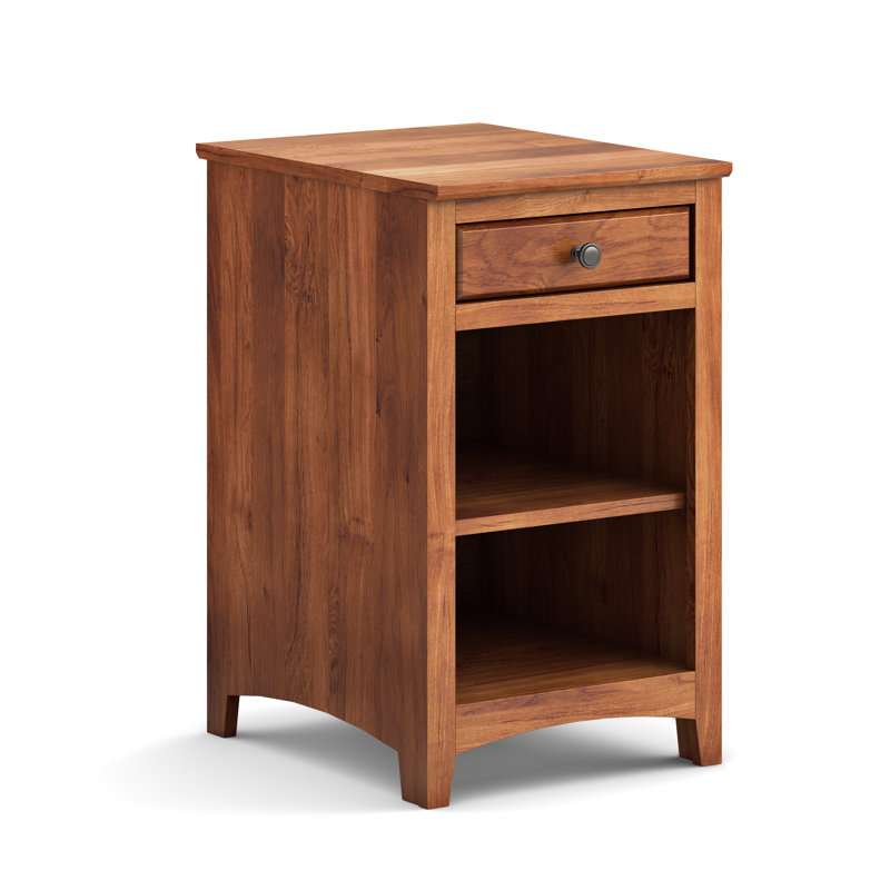 Rangement de bureau en bois massif Malani, Pacanier doré