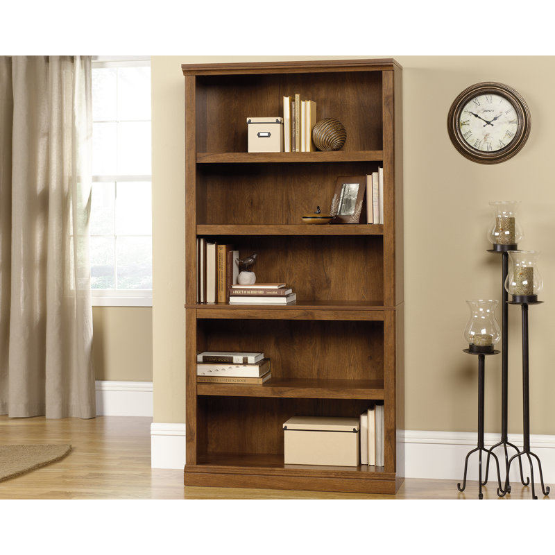Oiled Oak 70" Adjustable 5-Shelf Bookcase