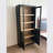 Ash Wood Grain Display Cabinet Bookcase with Storage, Pantry with Glass Doors & Adjustable Shelves, Mid-Century Modern Bookshelf Curio Cabinet for Hallways, Livingroom Kitchen & Office