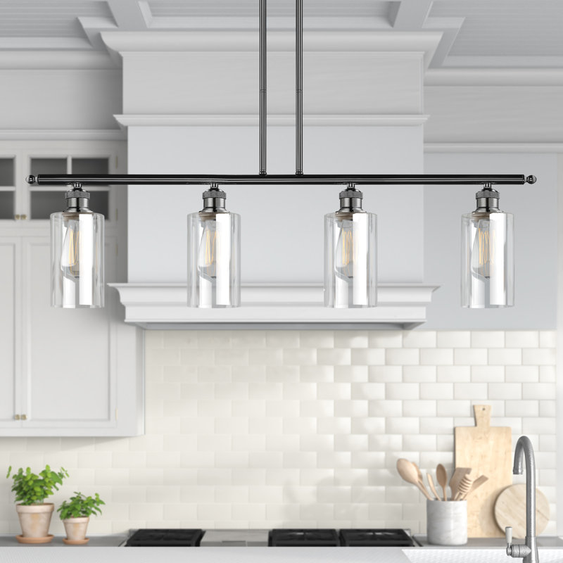 Cloverdale 4 - Light Kitchen Island Pendant, Matte White, No Bulb Included, White/Polished Chrome