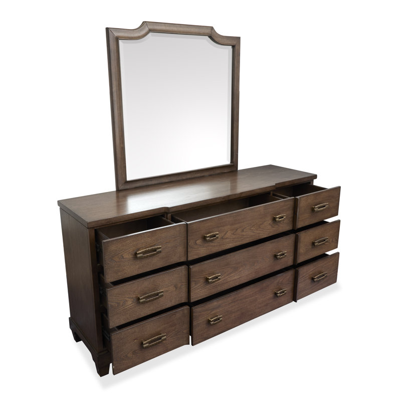 Commode 2 tiroirs avec miroir Galbraith, Grand, 6 Pcs: Bed, 2 Nightstand, Dresser, Mirror, Chest