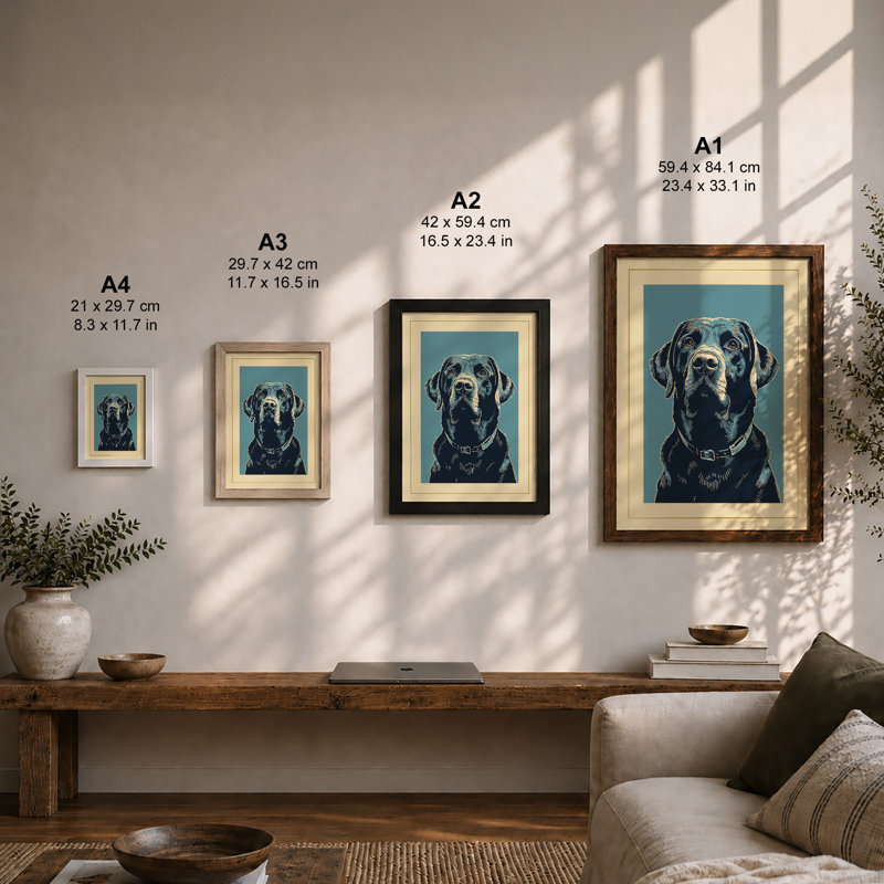 Dignified Labrador Japandi - Framed Print, Unframed, A1 - 84.1 x 59.4 cm
