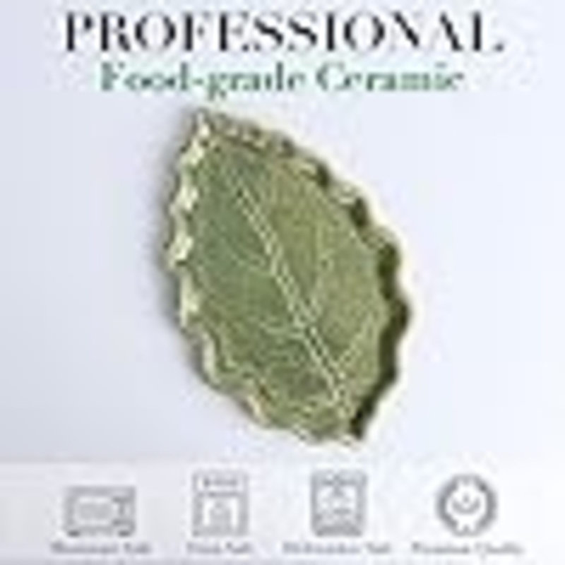 Repose-cuillère en céramique pour dessus de cuisinière - Porte-cuillère en forme de feuille verte mignonne / porte-cuillère pour comptoir de cuisine - Repose-cuillère pour ustensiles de cuisine (vert)