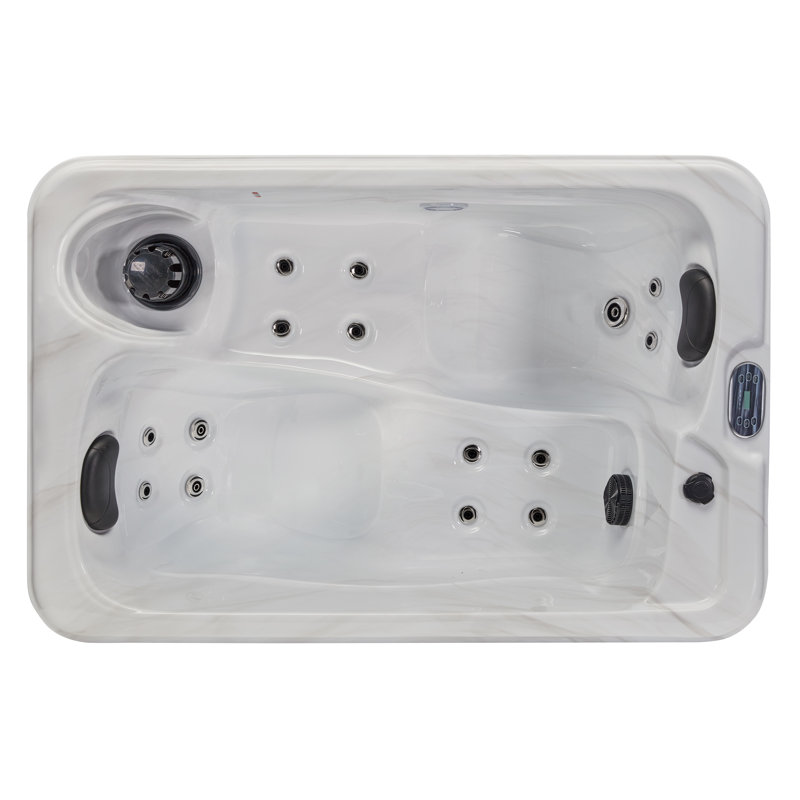 Gray Polyethylene 2-Person Rectangle Hot Tub with Electric Heater