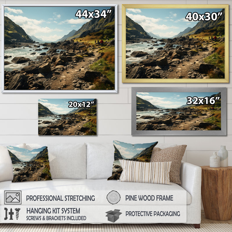 «Bistra Rocky Beach Coastal Wanderer II», reproduction sur toile, H 12 po x l 20 po x P 1 po, Cadre flottant blanc