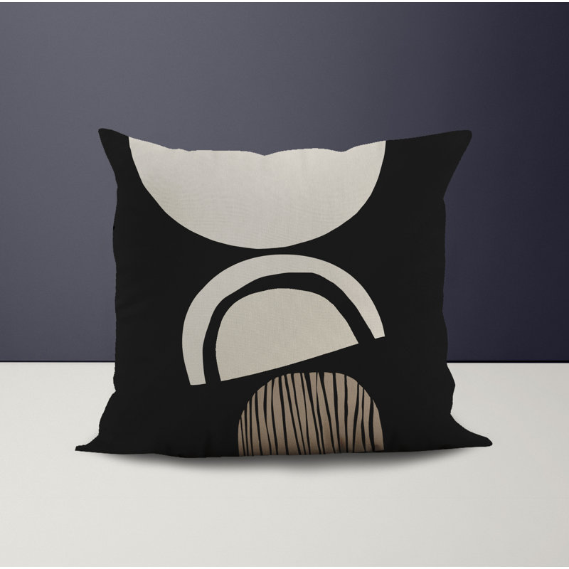 Jeté carré / extérieur en polyester Chamu, 18 po x 18 po, Noir / bleu marine