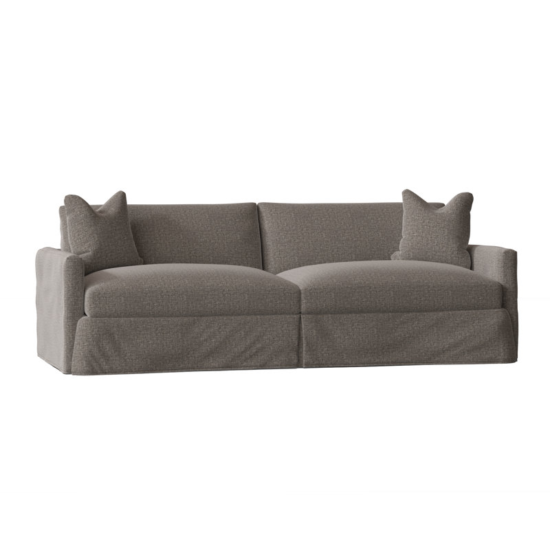 Hartig 94'' Slipcovered Sofa, Drusky Charcoal Sustain® Basketweave