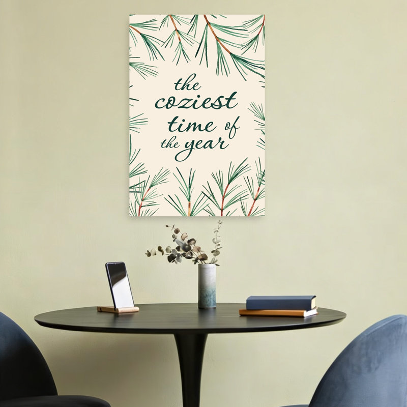 Cozy Winter Pine Branches Elegant Abstract Contemporary Pine Winter Wall Art Print 1 Piece Wrapped Canvas Wall Art