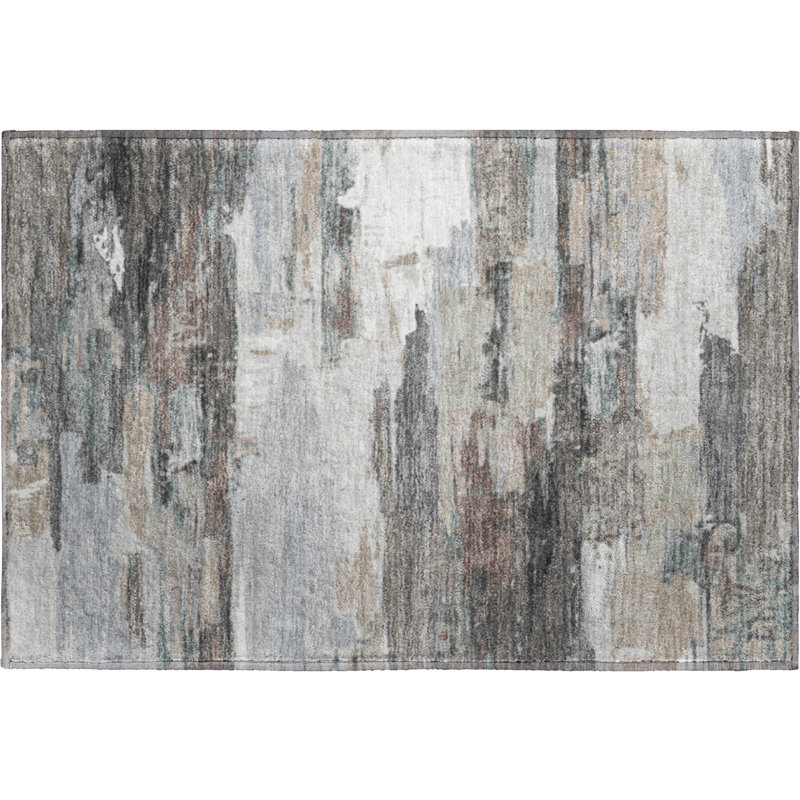 Premium Machine Washable Mayfield AMF2249 Abstract Rug, 1'8" x 2'6", Taupe