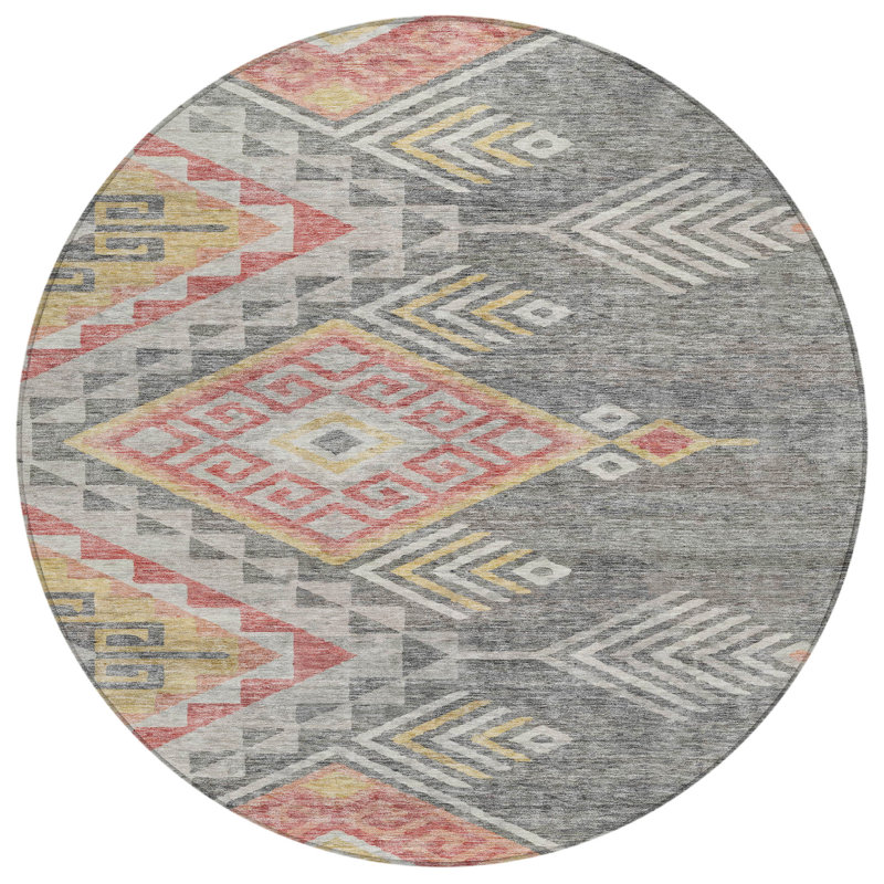 Harmony Gray Washable Indoor-Outdoor Rug - , 8' x 8'