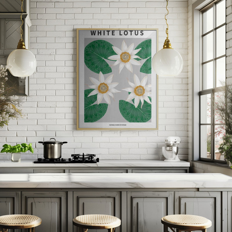 «White Lotus», art mural texturé encadré, Noir, H 14 po x l 10 po