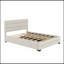 Grand lit plateforme tapissier avec lit gigogne et deux tiroirs, beige