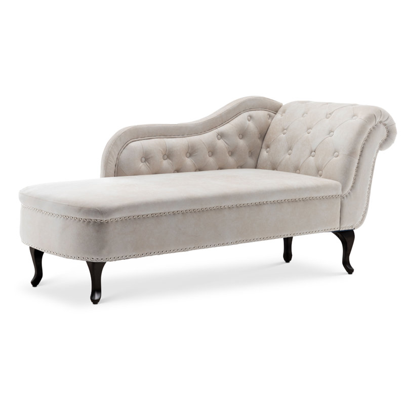 Adhvika Upholstered Chaise Lounge, Cream