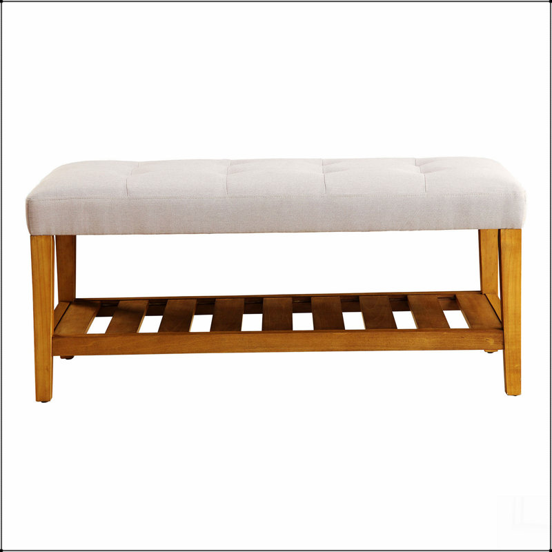 Banc de siège capitonné gris clair et chêne touffeté, Gris clair