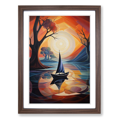 Boat on a Lake Futurism Art - Framed Print